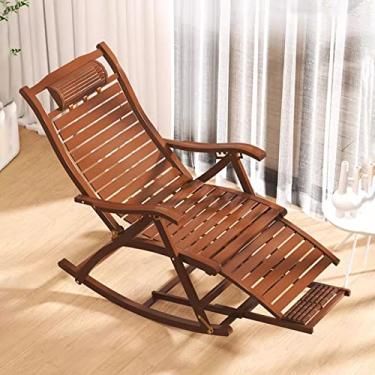 Imagem de Cadeiras de balanço compostas ao ar livre, cadeira de balanço dobrável, cadeira de balanço de madeira ao ar livre, cadeira lateral confortável, para sala de estar, quarto, sala de estudo, terraço