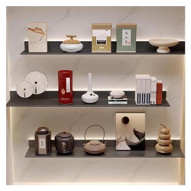 Imagem de Prateleiras emissoras de luz de liga de alumínio de 1 camada, prateleira criativa para pendurar na parede, prateleiras flutuantes montadas na parede, luz LED iluminada embutida e transformador (cor