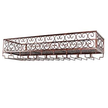 Imagem de Prateleiras de vinho montadas na parede unidade de metal prateleiras de vinho flutuantes, suporte de garrafa de vinho de metal rack de vidro de vinho de ferro rack de taças de taça (cor: quebrado