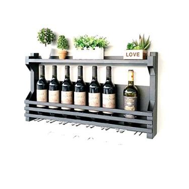 Imagem de Rack de vinho de ferro prateleira de vinho rack de vinho montado na parede tripé suporte de copo de vinho cremalheira criativa suporte de copo de vinho refrigerador de vinho preto (tamanho: 1001143cm)