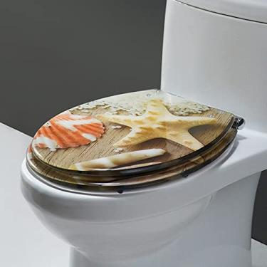 Imagem de Assento sanitário assento de vaso sanitário macio fechamento espesso capa de assento de vaso sanitário quadrado redondo tipo O V. Estrela-do-mar