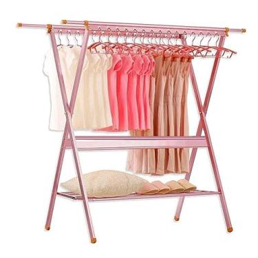 Imagem de SNOWNYLL Secador de roupas, cabideiro, ajustável, para secar roupas, suporte de chão, multifuncional, com 30 furos de vento, 2 fileiras de varas, 6 polos, prateleira de secagem de roupas