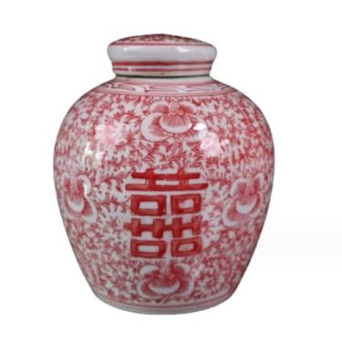 Imagem de ADAOQIN Jarra de gengibre, pote de gengibre, cerâmica chinesa, vasos florais com tampa, vaso de porcelana esmaltado dourado, potes de templo, jarras de armazenamento de chá, vasos decorativos para