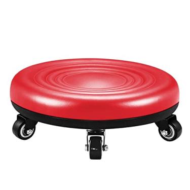 Imagem de BSNANCA Banqueta de pedicure cadeira baixa com rolamento, bancos curtos para assento de rolo, banco de trabalho pequeno giratório com rodas, assento de pão com rodinhas de 5 rodas para polia de parque