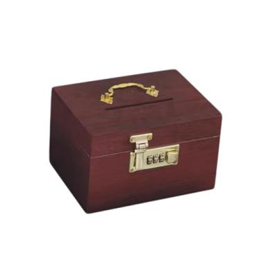Imagem de ZABEES Cofrinho de madeira com trava cofrinho para mesa caixa de armazenamento criativa caixa de dinheiro caixa de economia de dinheiro pote de economia de presente