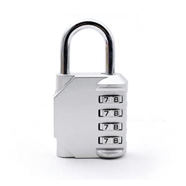 Imagem de Porta Mala de viagem 4 discagem código de liga de zinco fechadura de bagagem sem chave cadeado de combinação ao ar livre (cor: E) (preto)