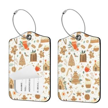 Imagem de Seorsok 2 peças de etiquetas de viagem de bagagem para malas, etiqueta de nome fofa de couro PU de Natal com capa de privacidade e etiqueta de identificação, cartão de endereço e anel de metal durável