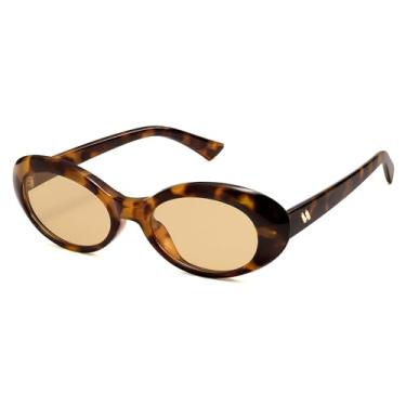 Imagem de Óculos de sol ovais retrô para mulheres e homens, óculos redondos grossos para viajar, Tartaruga/marrom