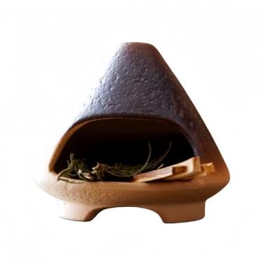 Imagem de Suporte Palo Santo, Chimenea, Queimador de incenso de cerâmica rústico em forma de cone, para lascas de madeira, palitos de incenso e aromaterapia