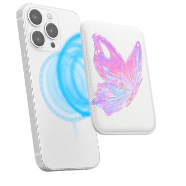 Imagem de Suporte de cartão magnético para iPhone, capa fina de couro PU, capa traseira para cartão, acessório de telefone fofo