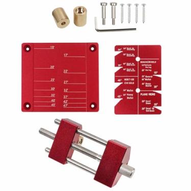 Imagem de HiSnug Sistema de guia de afiação de cinzel kit de afiação para cinzéis e planos de marcenaria, gabarito de afiação de cinzel com ângulo ajustável e medidor de ângulo, vermelho