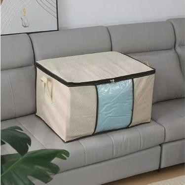 Imagem de Caixa Organizadora de TNT Respirável - 3 em 1 Antipoeira, Antiumidade e Antiinsetos, Perfeita para Closet, Guarda-Roupas, Brinquedos e Organização Doméstica (Bege 1 Uni)