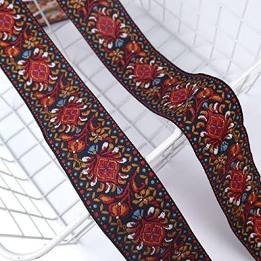 Imagem de IDONGCAI Fita Jacquard Vintage Boho Lace Trim para costura bordada 5 cm de largura 5 jardas
