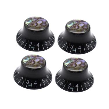 Imagem de Dynwave Conjunto de 4 Botões Giratórios para Guitarra, Resistentes ao Desgaste, Decorativos e Modernos, com Controle de Volume e Tom para Acessórios de Baixo, Letras Pretas E Brancas