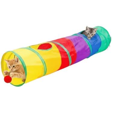 Imagem de Túnel Colorido Para Gatos Multi Entrada,Tubos e Túneis de Animais Pequenos, Rodas de Exercício para Animais Pequenos