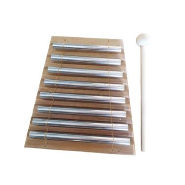 Imagem de Dynwave Sino de mão com 8 tons para desenvolvimento da coordenação, ideal para mesas, escritórios e reuniões. Sino de percussão manual para