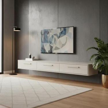 Imagem de Rack Para TV 70 Suspenso Grécia Movelove 1.80m MDF Off White New 3 Por