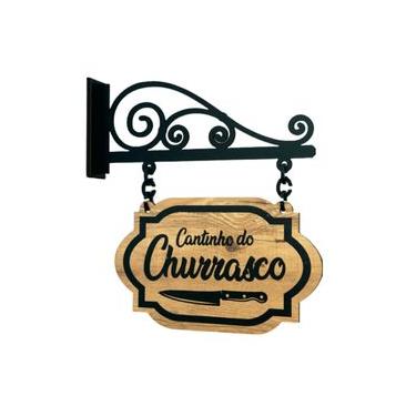 Imagem de Placa Decorativa Com Mão Francesa Cantinho Do Churrasco 43X26cm - Grife De Boteco