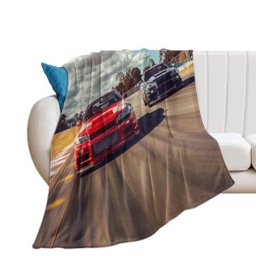 Imagem de HouLaiZhe Cobertor super macio de flanela vintage JDM carro R34 corrida leve cobertores refrescantes para sofá-cama cadeira sofá carro viagem ao ar livre leve quente 127 x 152 cm
