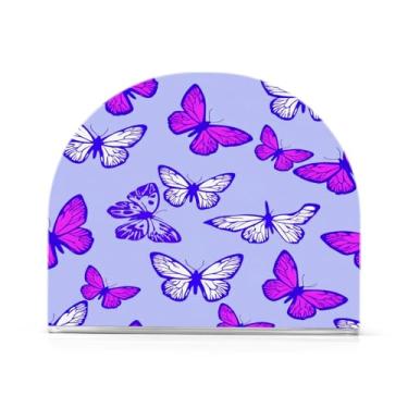 Imagem de Qilmy Porta-guardanapos de acrílico de borboletas coloridas, porta-guardanapos para mesas cozinha restaurante decoração de casa, suporte decorativo moderno para guardanapos de coquetel de papel de