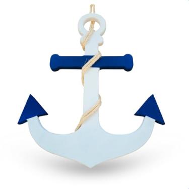 Imagem de Âncora Decorativa de Parede MDF 50cm com Corda Sisal - Enfeite Náutico Rústico para Casa de Praia, Banheiro e Área Gourmet Decoração Temática Mar com Corda Sisal para Sala e Varanda (Branco)