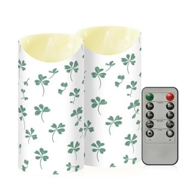 Imagem de Wassud Pacote com 2 velas sem chama trevo com controle remoto, velas realistas cintilantes com temporizador, velas decorativas para Natal, casamento, festa, decoração de casa média