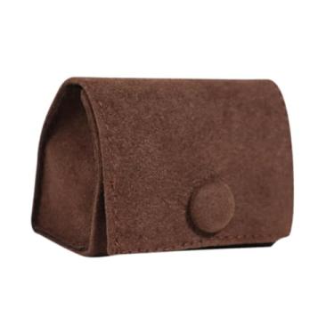 Imagem de oshhni Caixa de joias de veludo macio, mini caixa de presente para guardar brincos, colares e pulseiras, ideal para presentear sua esposa ou esposa, Marrom