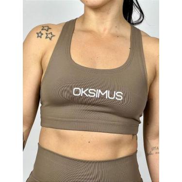 Imagem de TOP X KHAKI - Top Esportivo Feminino com Alta Sustentação - OKSIMUS, P