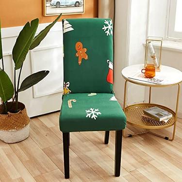 Imagem de Sanpyl Capa Elástica para Cadeira de Jantar, 4 Peças, Fácil Instalação, para Hotel-sala de Jantar, Padrão de Presente de Natal, Material de Poliéster (Sanpyley10q48ohf-6)