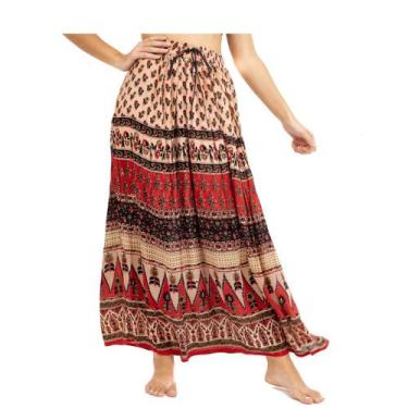 Imagem de Saia Maia Indiana Longa 3 Cores Tamanho Único - Loja da Índia , Vermel