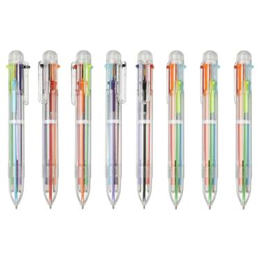Imagem de PATIKIL Canetas de transporte retráteis com clipe de fivela, 8 peças, 1,0 mm, 6 cores, canetas esferográficas retráteis, chaveiro para material de escritório, presente infantil, transparente