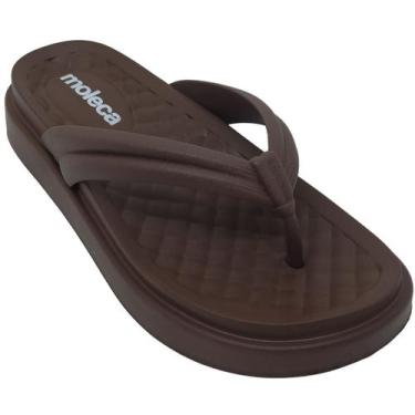 Imagem de Chinelo Moleca Feminino Sintético Liso Calce Fácil, Chocolate, 36