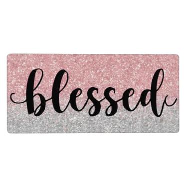 Imagem de Bênçãos rosa grande lindo mouse pad impermeável computador protetor de mesa estendido tapete antiderrapante base de borracha mousepad para escritório, computador, teclado, laptop e mesa de casa, mouse