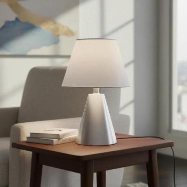 Imagem de Abajur luminária de Mesa Clássico Cone Escovado Com Cúpula Decoração i