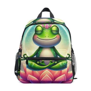 Imagem de GAIGEO Funny Frog Yoga Animal Kids School Backpack with Whistle, Adjustable Chest Strap, Toddler Boys Backpack Lightweight & Compact for Ages 3-8