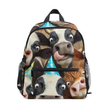 Imagem de GAIGEO Funny Cows Farm Animals Little Kids Backpack Kids School Backpack for Girls with Front Pocket, Safety Whistle for Ages 3-8