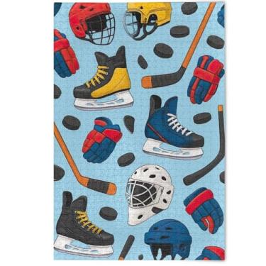 Imagem de Quebra-cabeças azuis de patins de hóquei 1000 peças para adultos, presentes de quebra-cabeça de jogos tecnológicos, paisagem, arte com impressão animal, 1000 peças, 75 x 50 cm