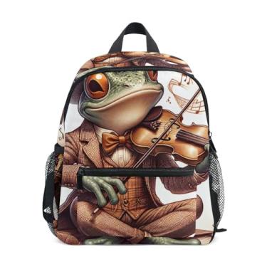 Imagem de GAIGEO Funny Frog Victoria Musician Cute Small School Backpack Baby Girl Backpack with Front Pocket, Safety Whistle for Ages 3-8