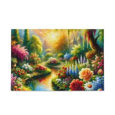 Imagem de 500 Piece Colorful Flower Garden Picture Puzzles Wood and Paper Material, Complex Puzzles for Adults