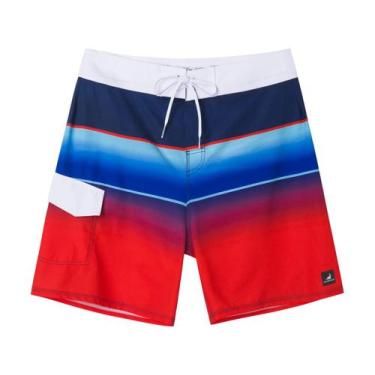 Imagem de Short de prancha SURF CUZ listrado vermelho 4-Way Stretch 30