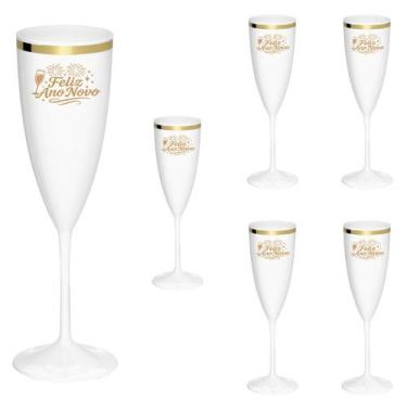 Imagem de Taça Espumante Ano Novo 170ml Acrílico Borda Dourada 6pçs - NEOPLAS, B