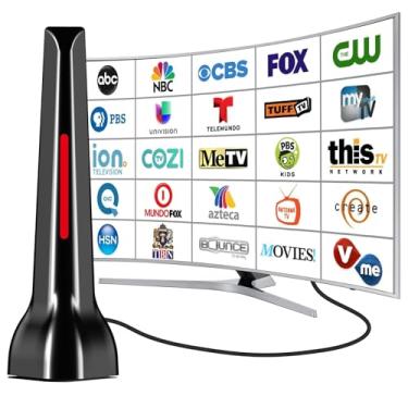 Imagem de Antena de TV digital interna, antena de TV para Smart TV interna, antenas de TV de atualização 2025 para canais locais sem cabo, antena HDTV portátil com base magnética, suporte de recepção de 360° 4K