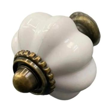 Imagem de Puxadores Vintage Brancos Em Forma De Abóbora Para Armários E Móveis D