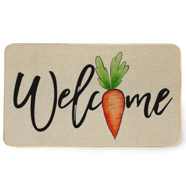 Imagem de Cenoura de Páscoa para tapete de porta da frente entrada interna, tapetes de boas-vindas tapete decorativo de entrada externa 43 x 73 cm DM134