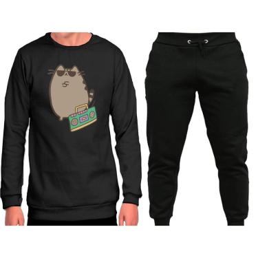 Imagem de Conjunto Blusa Gola Careca e Calça Moletom Agasalho Gato Gangster Plus Size TropiCaos-Unissex