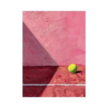 Imagem de Pintura Em Tela De Óleo De Bola De Tênis Rosa, Pôster Retrô De Menina 