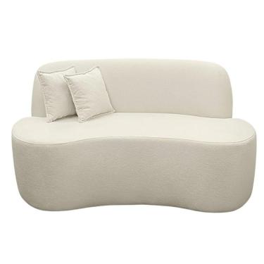 Imagem de Sofá Ondulado Orgânico Pequeno 2 Lugares Sala Bouclé Bouclé Off White