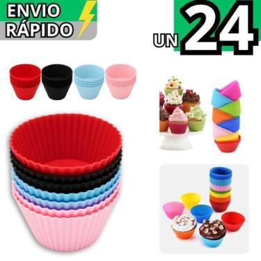 Imagem de Kit 24 Peças Forma de Cupcake Silicone Muffin Forminha Tortinhas Mini 
