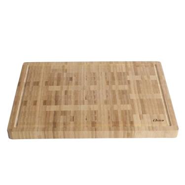 Imagem de Oster Tábua de corte retangular de bambu Capeheart – 42 cm x 30 cm Tábuas de corte de cozinha duráveis de madeira com sulcos de suco, acabamento a óleo