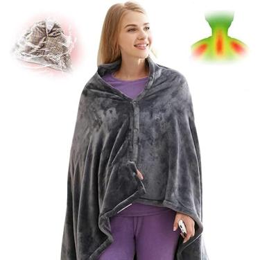 Imagem de Manta de xale aquecida elétrica operada por bateria USB sem fio Ultra macia flanela capa quente com desligamento automático lavável à máquina para car